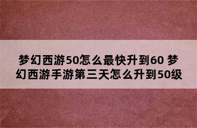 梦幻西游50怎么最快升到60 梦幻西游手游第三天怎么升到50级